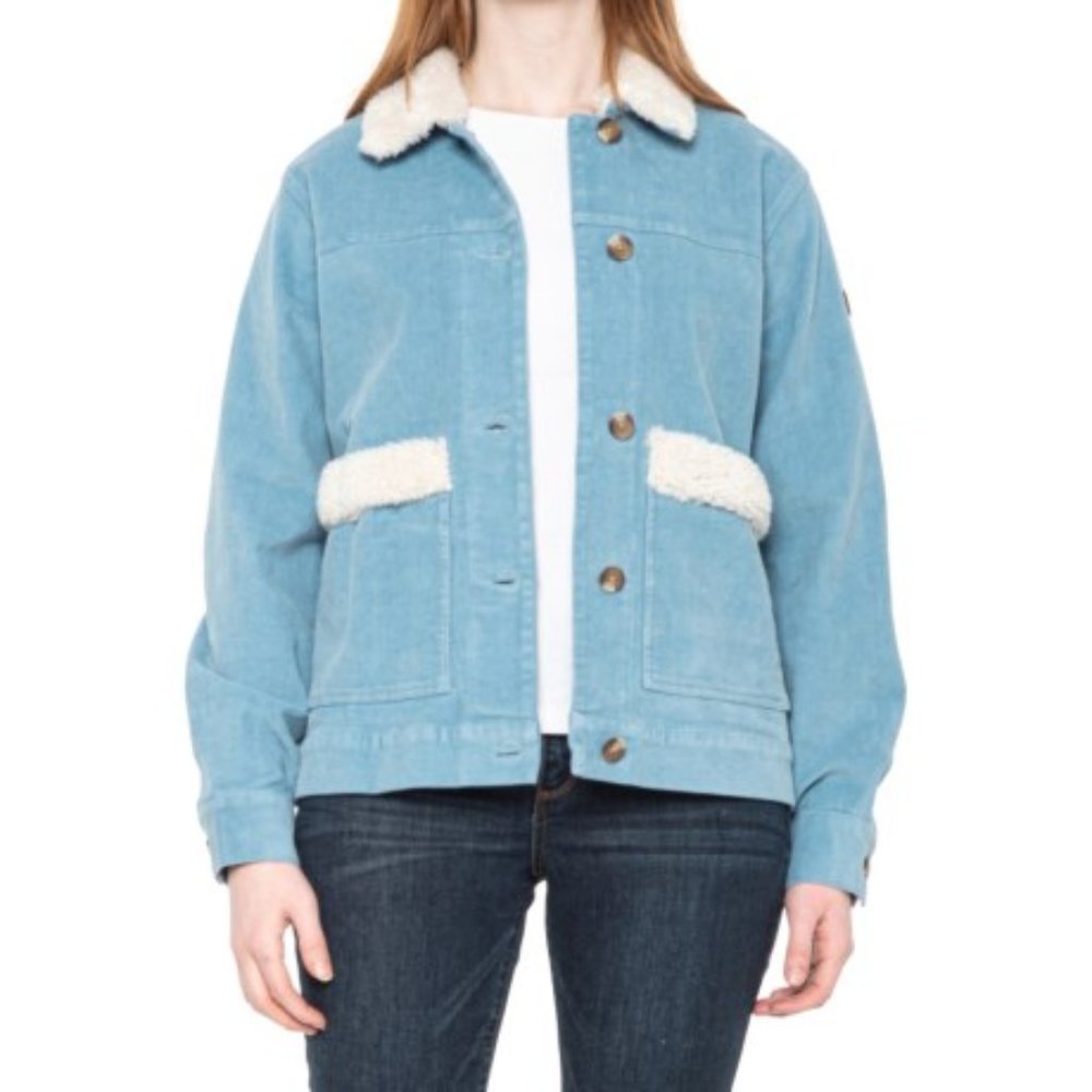 Roxy NWT Women's Dusk Blue ALMOST FAMOUS Corduroy Sherpa Bomber Jacket, Large